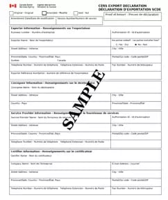 CERS Declaration of Exportation Shipping from Canada